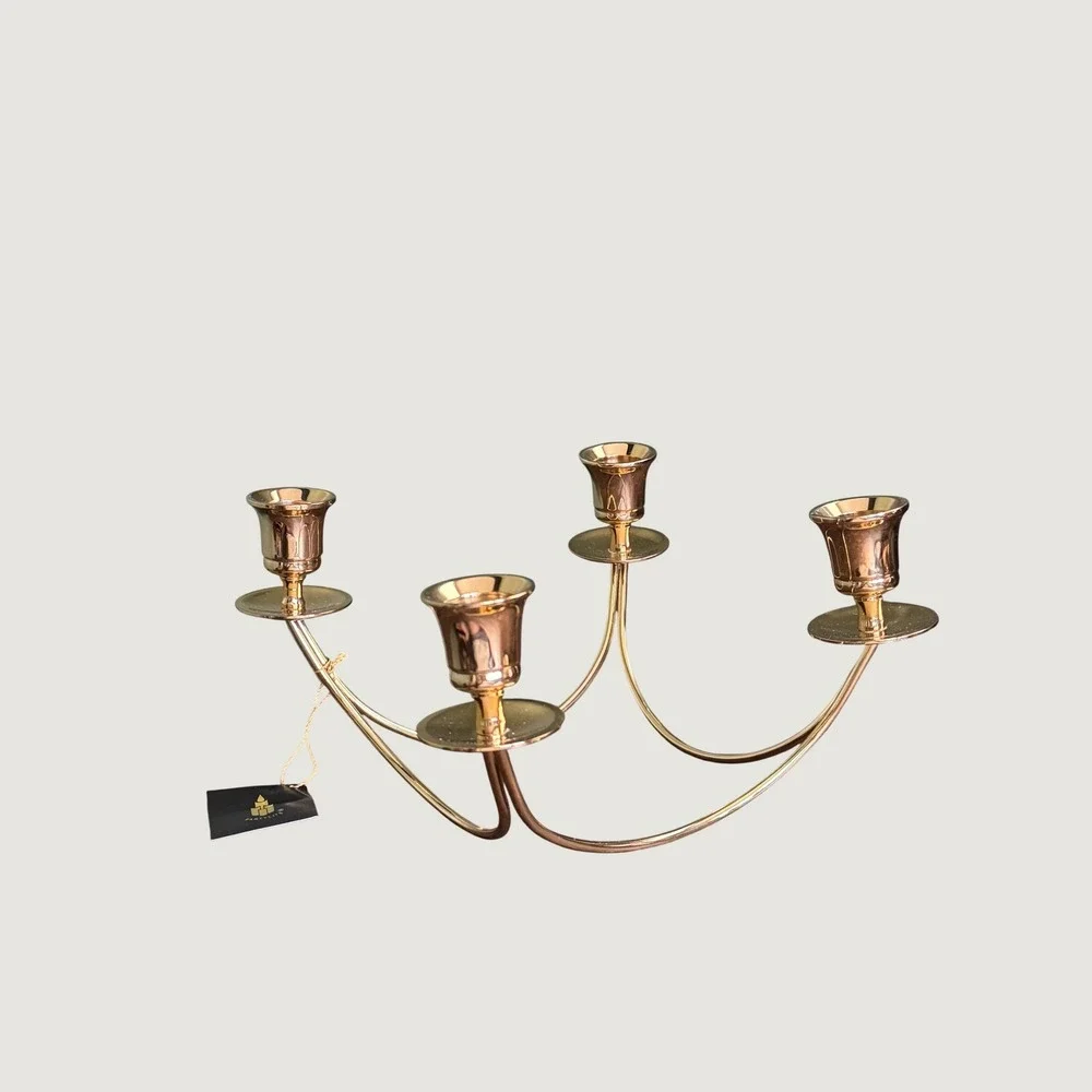 Partylite Modern Brass Candelabra 4 Taper Candle Holder Centerpiece